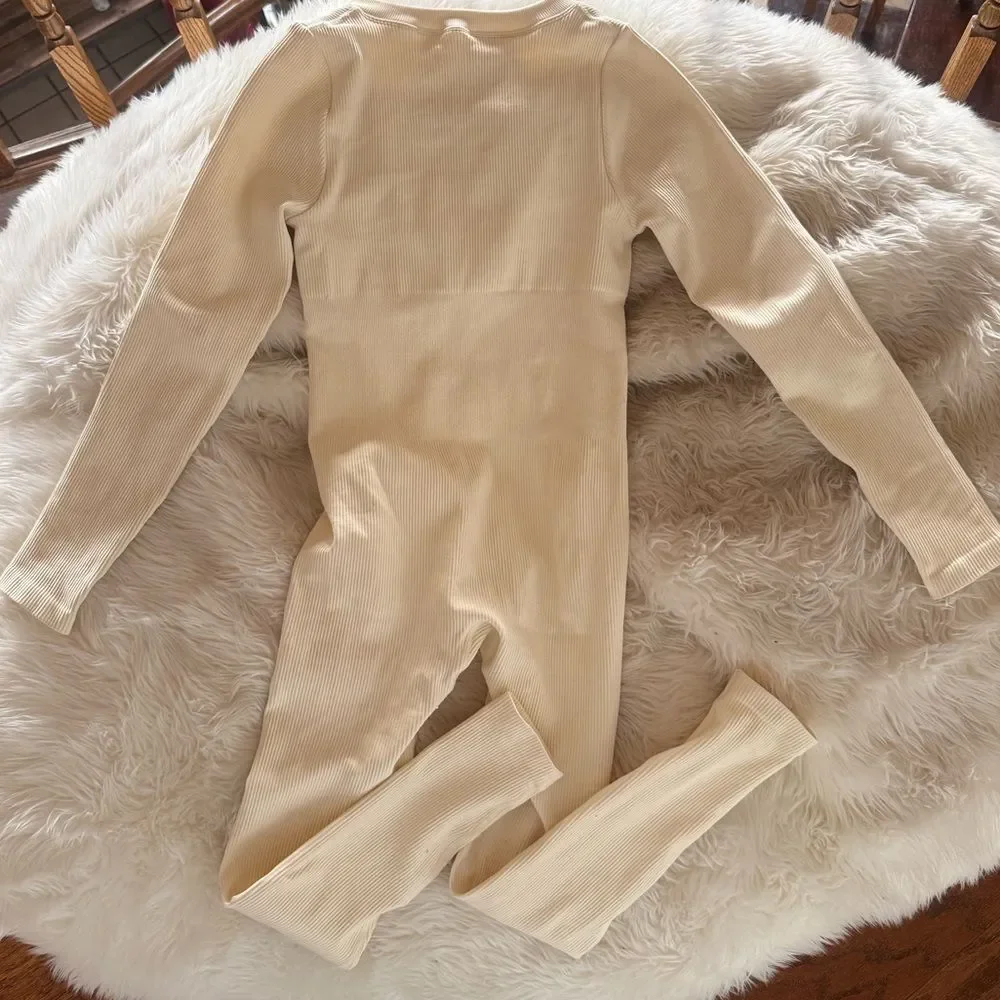 Cream onsie jumpsuit